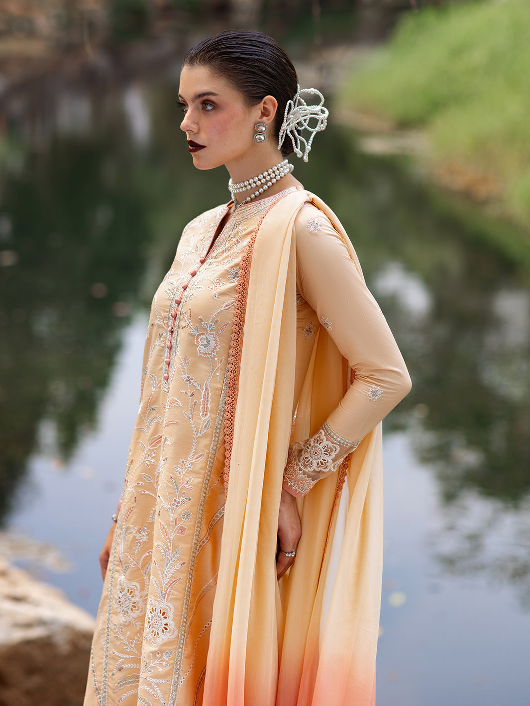 Roheenaz | Dahlia Embroidered Lawn 24 | Magnolia - Pakistani Clothes for women, in United Kingdom and United States