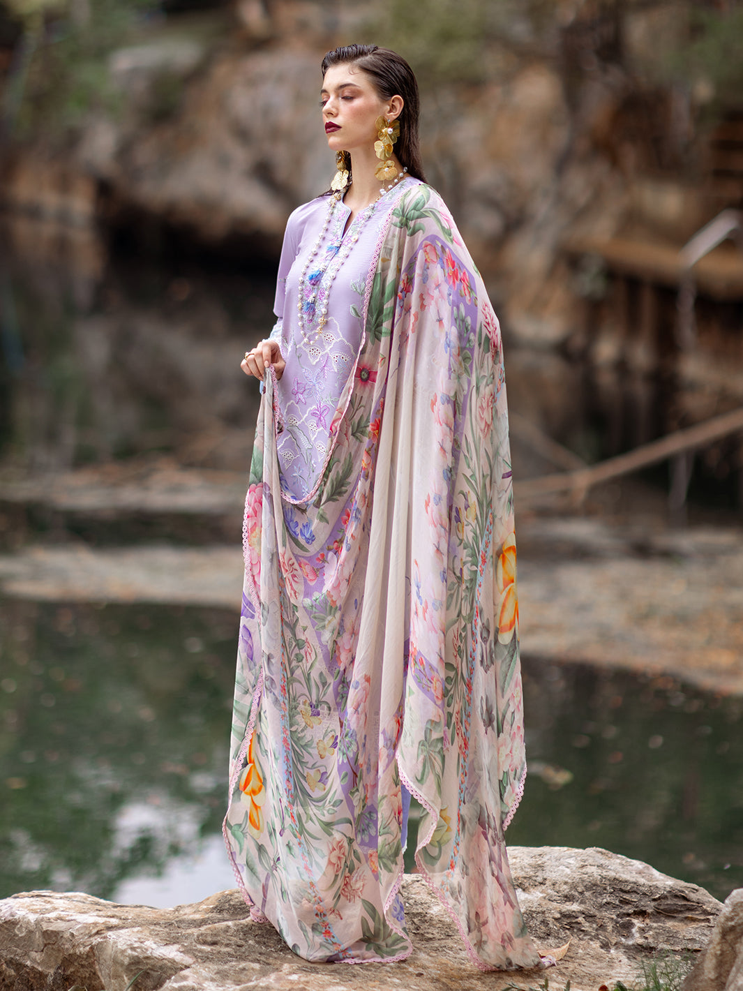 Roheenaz | Dahlia Embroidered Lawn 24 | Iris - Pakistani Clothes for women, in United Kingdom and United States