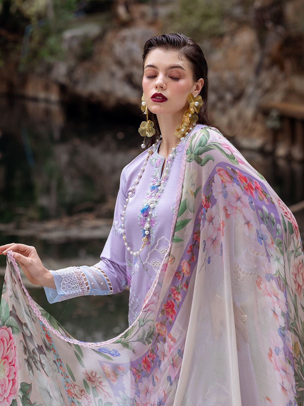 Roheenaz | Dahlia Embroidered Lawn 24 | Iris - Pakistani Clothes for women, in United Kingdom and United States