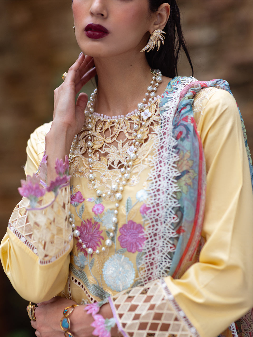 Roheenaz | Dahlia Embroidered Lawn 24 | Daffodil - Pakistani Clothes for women, in United Kingdom and United States