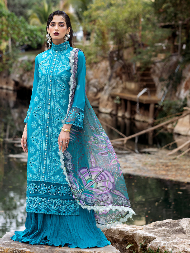 Roheenaz | Dahlia Embroidered Lawn 24 | Delphinium - Pakistani Clothes for women, in United Kingdom and United States