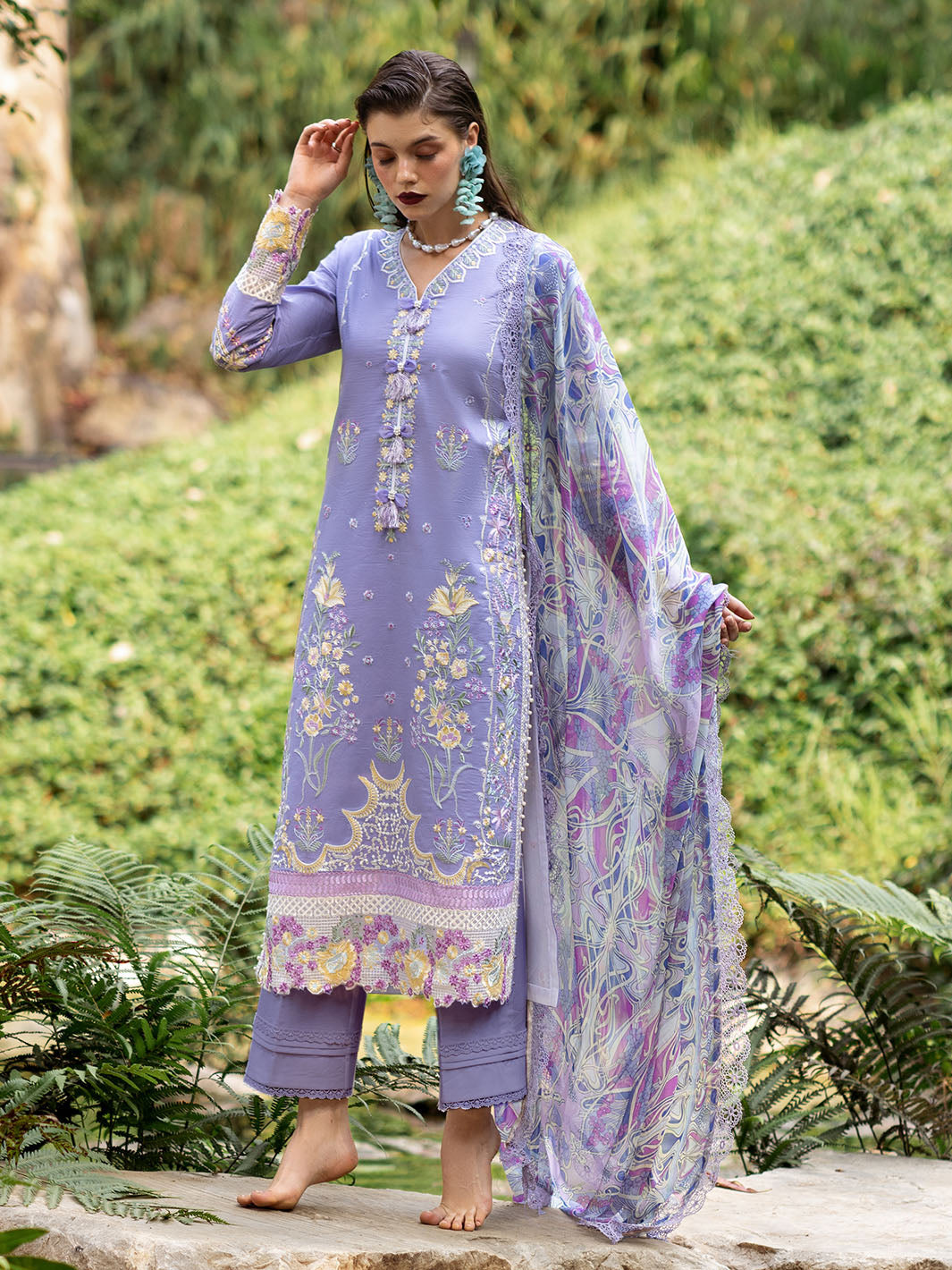 Roheenaz Dahlia Embroidered Lawn 24 - Hoorain Designer Wear Tagged "Long Shirt" Roheenaz Dahlia Embroidered Lawn 24 - Hoorain Designer Wear Tagged "Long Shirt"