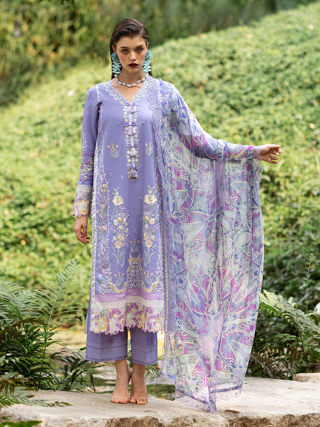 Roheenaz | Dahlia Embroidered Lawn 24 | Aster - Pakistani Clothes for women, in United Kingdom and United States