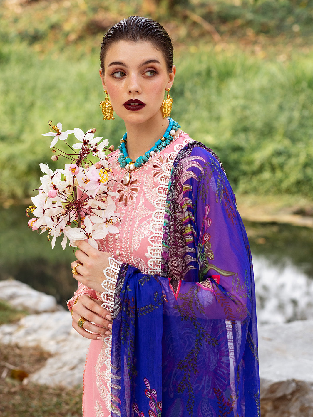 Roheenaz | Dahlia Embroidered Lawn 24 | Orchid - Pakistani Clothes for women, in United Kingdom and United States