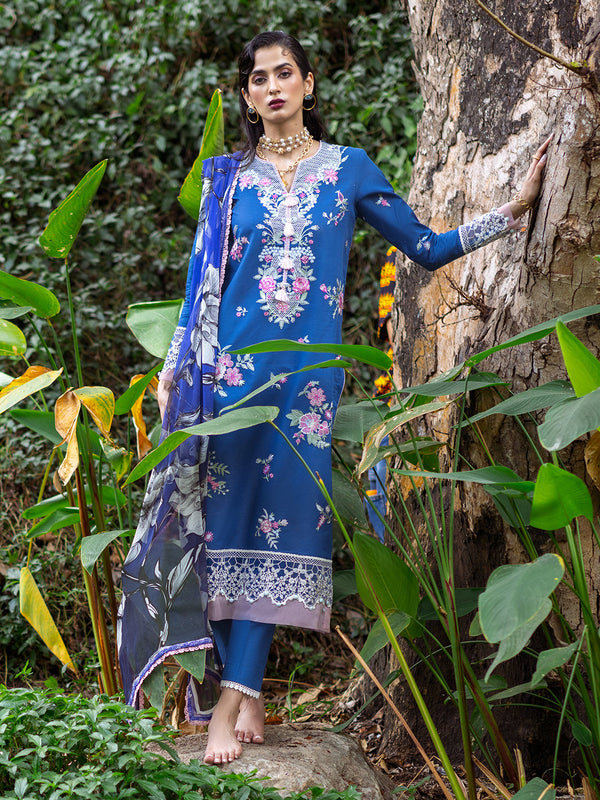 Roheenaz | Dahlia Embroidered Lawn 24 | Bluebell - Hoorain Designer Wear - Pakistani Ladies Branded Stitched Clothes in United Kingdom, United states, CA and Australia