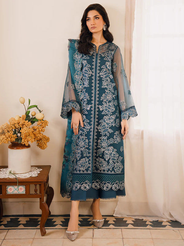 Bin Ilyas | Naqsh Luxury Lawn | Mavi - Hoorain Designer Wear - Pakistani Ladies Branded Stitched Clothes in United Kingdom, United states, CA and Australia