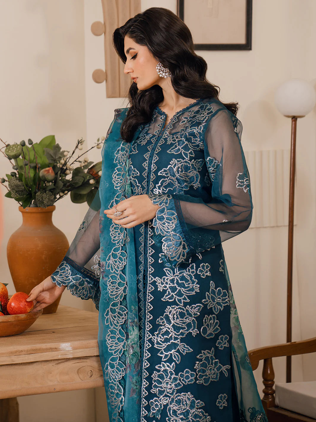 Bin Ilyas | Naqsh Luxury Lawn | Mavi - Pakistani Clothes for women, in United Kingdom and United States