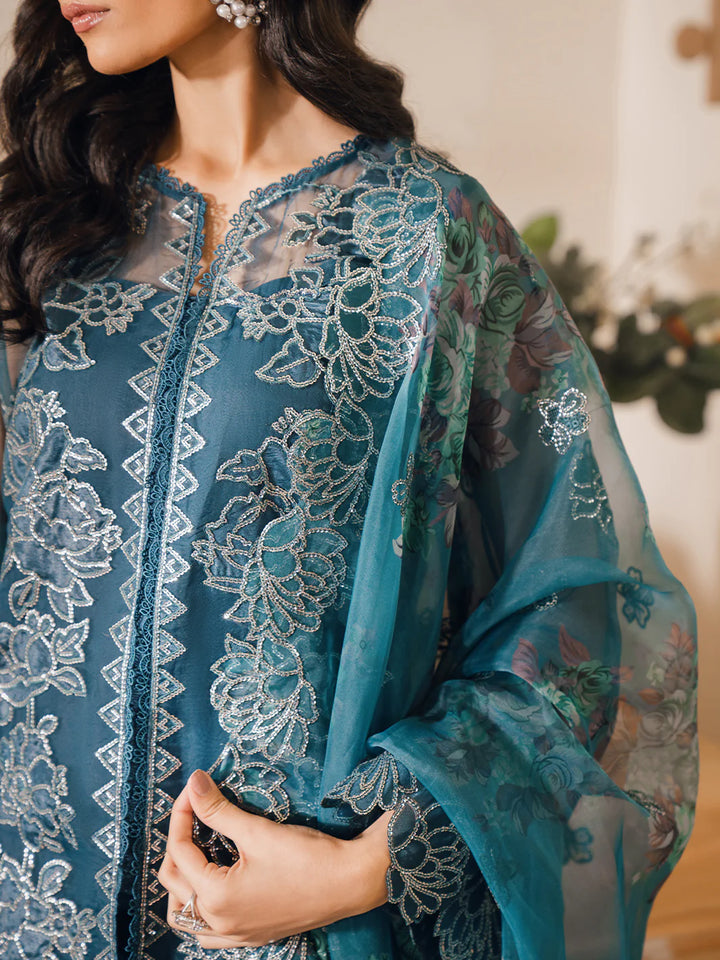 Bin Ilyas | Naqsh Luxury Lawn | Mavi - Hoorain Designer Wear - Pakistani Designer Clothes for women, in United Kingdom, United states, CA and Australia