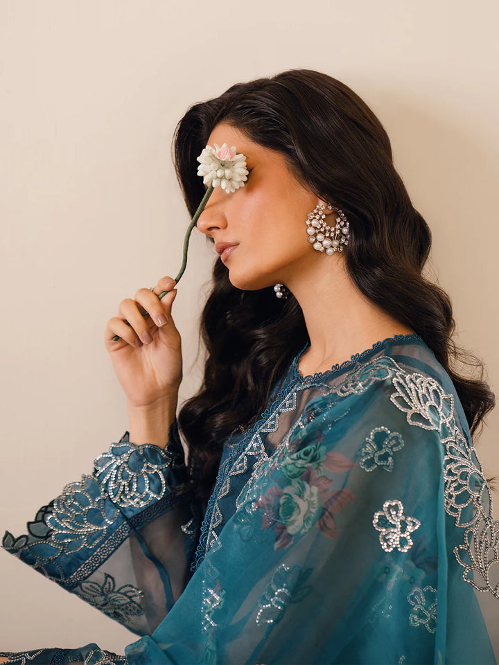 Bin Ilyas | Naqsh Luxury Lawn | Mavi - Hoorain Designer Wear - Pakistani Designer Clothes for women, in United Kingdom, United states, CA and Australia