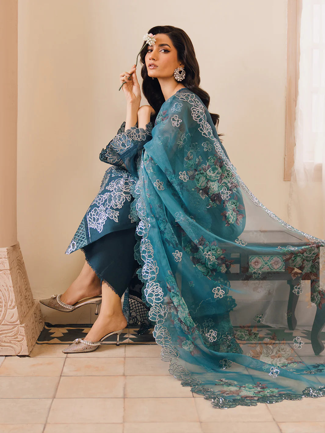 Bin Ilyas | Naqsh Luxury Lawn | Mavi - Pakistani Clothes for women, in United Kingdom and United States