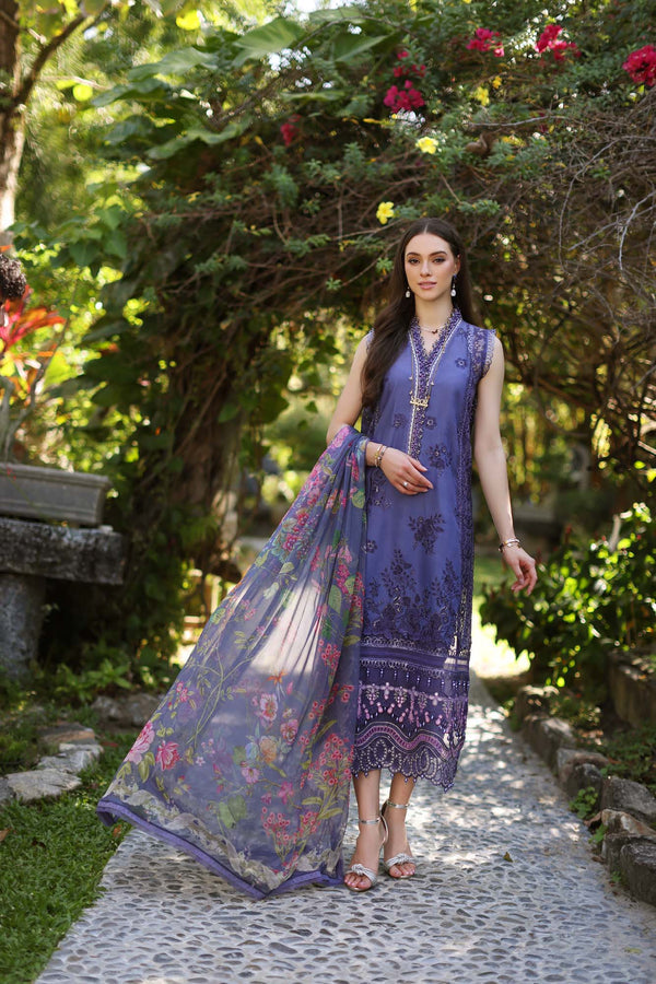 Noor by Saadia Asad | Luxury Chikankari Lawn’24 | D8-A Purple - Hoorain Designer Wear - Pakistani Designer Clothes for women, in United Kingdom, United states, CA and Australia