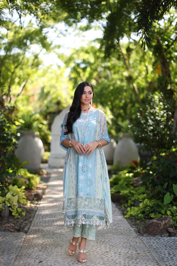 Noor by Saadia Asad | Luxury Chikankari Lawn’24 | D2-A Geroze - Hoorain Designer Wear - Pakistani Designer Clothes for women, in United Kingdom, United states, CA and Australia