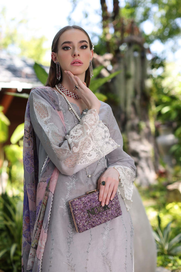 Noor by Saadia Asad | Luxury Chikankari Lawn’24 | D1-B Grey Ombre - Pakistani Clothes for women, in United Kingdom and United States