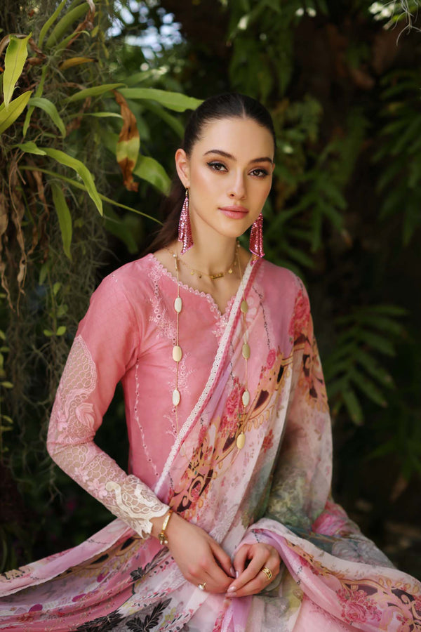 Noor by Saadia Asad | Luxury Chikankari Lawn’24 | D1-A Pink Ombre - Hoorain Designer Wear - Pakistani Ladies Branded Stitched Clothes in United Kingdom, United states, CA and Australia