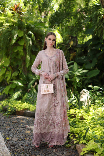 Noor by Saadia Asad | Luxury Chikankari Lawn’24 | D3-A Mink Schifli - Pakistani Clothes for women, in United Kingdom and United States