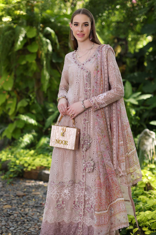 Noor by Saadia Asad | Luxury Chikankari Lawn’24 | D3-A Mink Schifli - Pakistani Clothes for women, in United Kingdom and United States