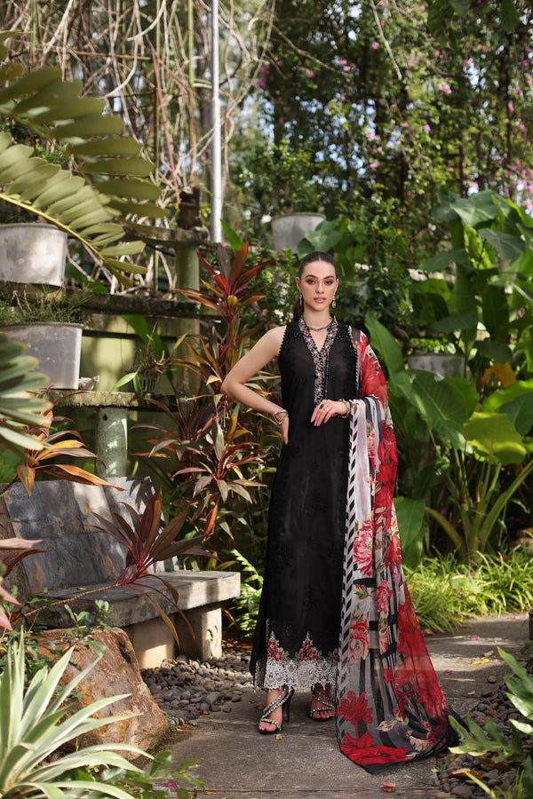 Noor by Saadia Asad | Luxury Chikankari Lawn’24 | D6-A Black Laser - Hoorain Designer Wear - Pakistani Ladies Branded Stitched Clothes in United Kingdom, United states, CA and Australia