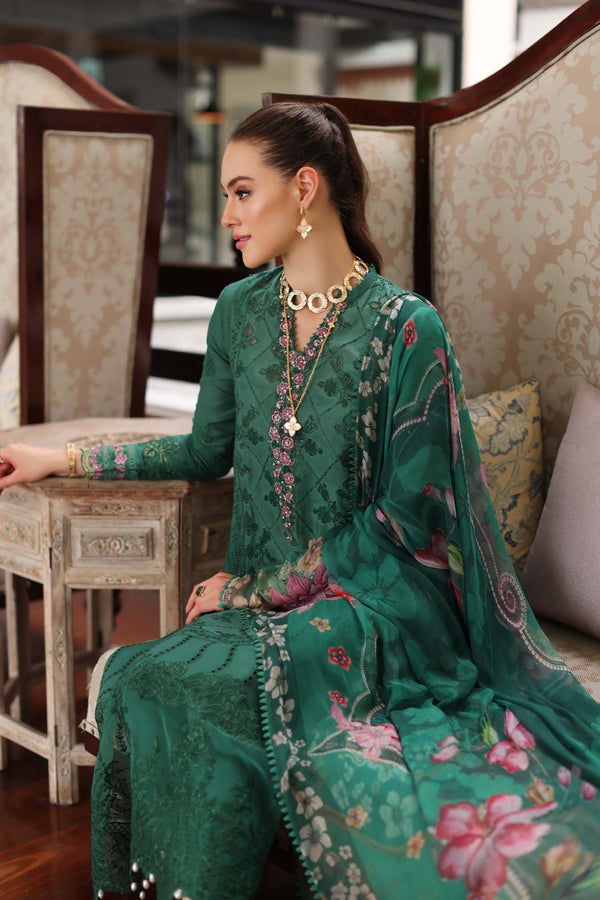 Noor by Saadia Asad | Luxury Chikankari Lawn’24 | D4-A Green Laser - Hoorain Designer Wear - Pakistani Ladies Branded Stitched Clothes in United Kingdom, United states, CA and Australia