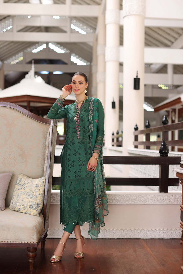 Noor by Saadia Asad | Luxury Chikankari Lawn’24 | D4-A Green Laser - Hoorain Designer Wear - Pakistani Ladies Branded Stitched Clothes in United Kingdom, United states, CA and Australia