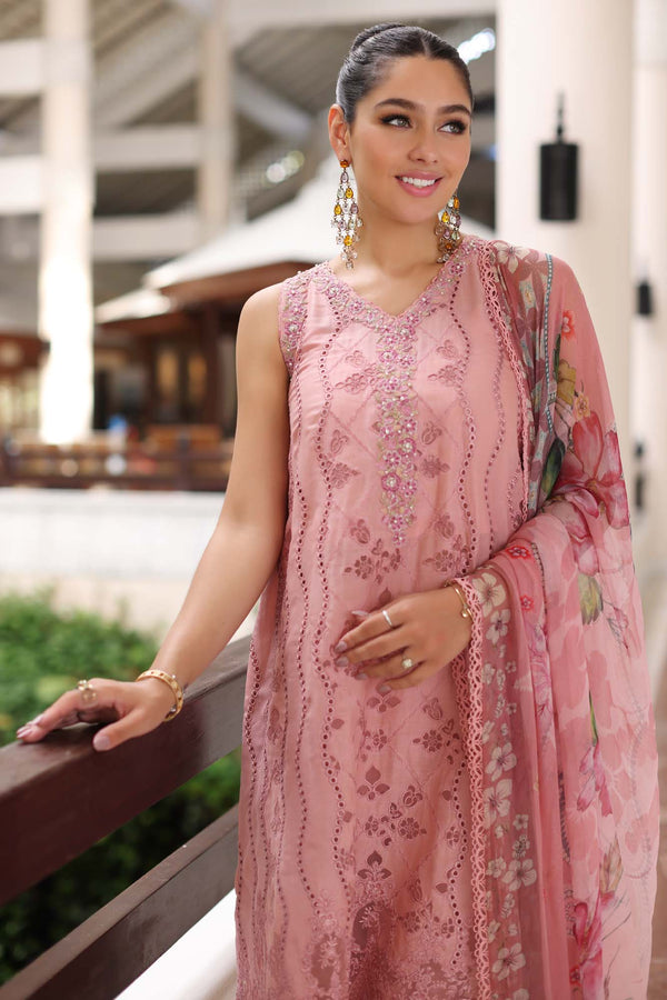 Noor by Saadia Asad | Luxury Chikankari Lawn’24 | D4-B Pink Laser - Hoorain Designer Wear - Pakistani Ladies Branded Stitched Clothes in United Kingdom, United states, CA and Australia