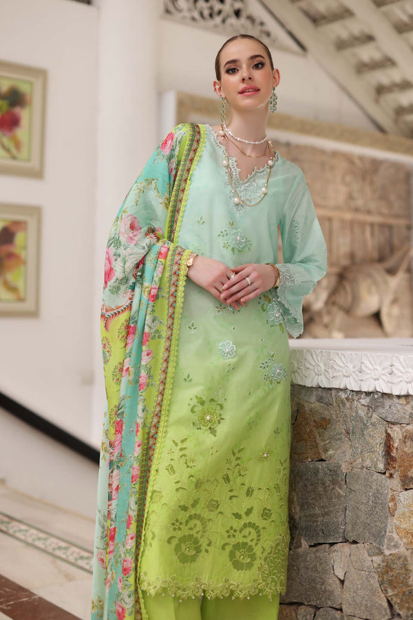 Noor by Saadia Asad | Luxury Chikankari Lawn’24 | D5-A Aqua Ombre - Pakistani Clothes for women, in United Kingdom and United States