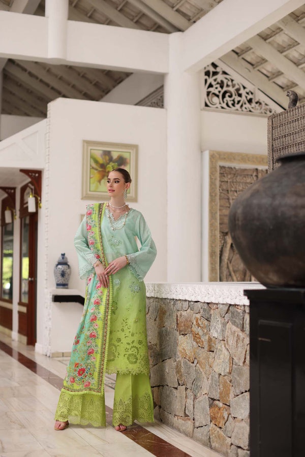 Noor by Saadia Asad | Luxury Chikankari Lawn’24 | D5-A Aqua Ombre - Hoorain Designer Wear - Pakistani Ladies Branded Stitched Clothes in United Kingdom, United states, CA and Australia