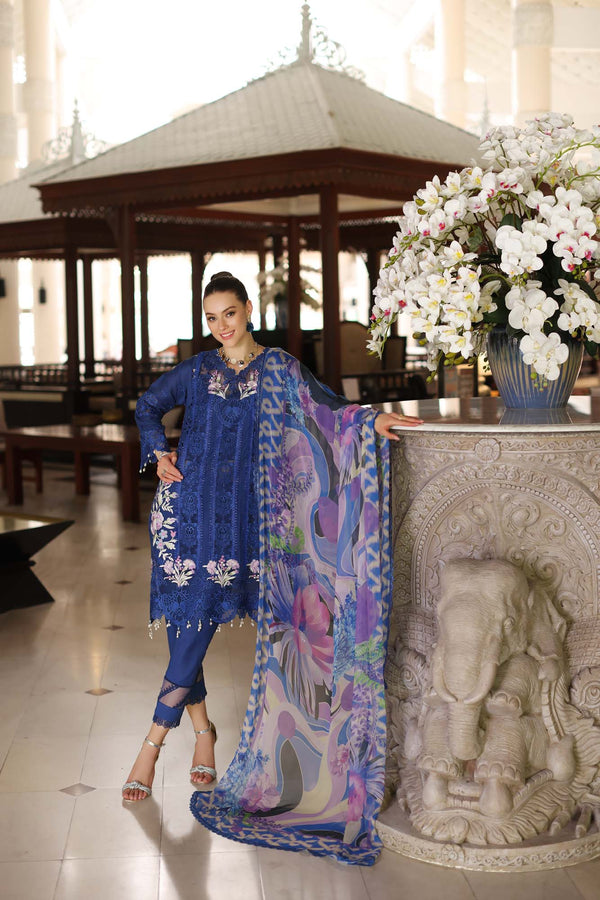 Noor by Saadia Asad | Luxury Chikankari Lawn’24 | D10-B Blue Electric - Pakistani Clothes for women, in United Kingdom and United States