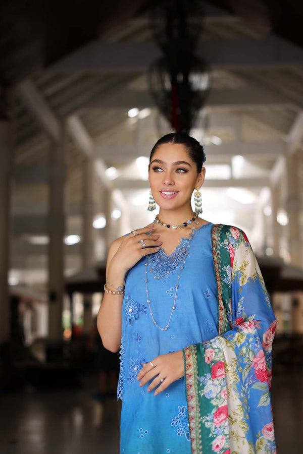 Noor by Saadia Asad | Luxury Chikankari Lawn’24 | D5-B Blue Ombre - Hoorain Designer Wear - Pakistani Ladies Branded Stitched Clothes in United Kingdom, United states, CA and Australia