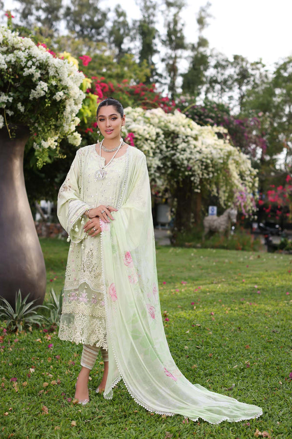 Noor by Saadia Asad | Luxury Chikankari Lawn’24 | D11-B Mint Schifli - Hoorain Designer Wear - Pakistani Designer Clothes for women, in United Kingdom, United states, CA and Australia
