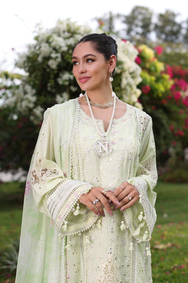 Noor by Saadia Asad | Luxury Chikankari Lawn’24 | D11-B Mint Schifli - Pakistani Clothes for women, in United Kingdom and United States