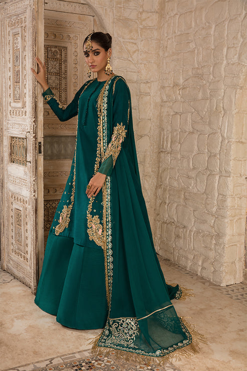 Saffron | Persia Wedding Collection | Emerald Elegance - Hoorain Designer Wear - Pakistani Ladies Branded Stitched Clothes in United Kingdom, United states, CA and Australia