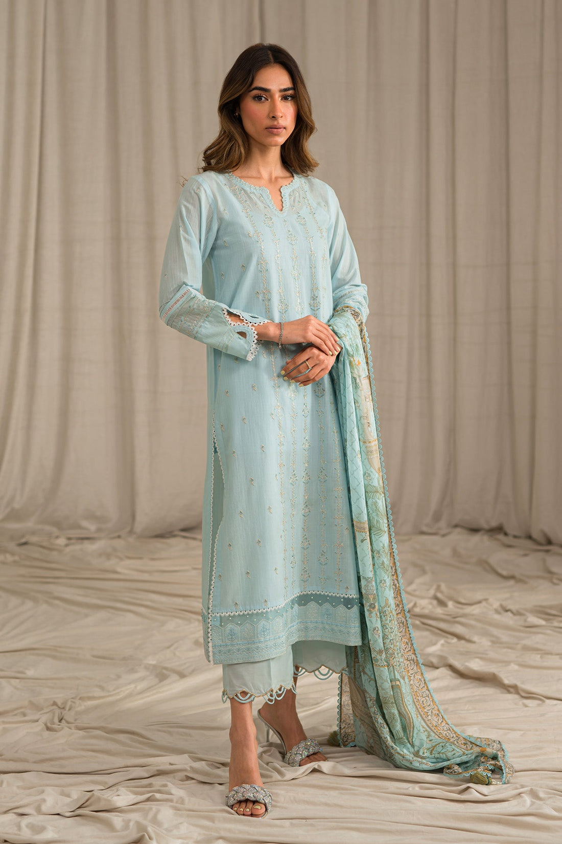 Sahar | Mirage Spring Luxury 24 | Slub Lawn 3 Piece (Embroidered) - Pakistani Clothes for women, in United Kingdom and United States