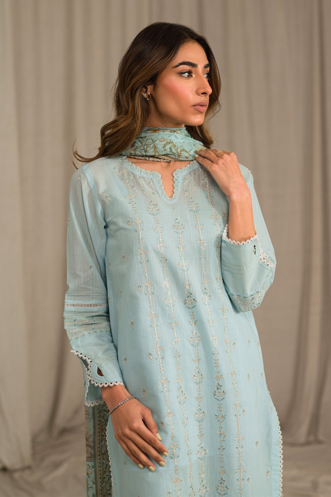 Sahar | Mirage Spring Luxury 24 | Slub Lawn 3 Piece (Embroidered) - Pakistani Clothes for women, in United Kingdom and United States