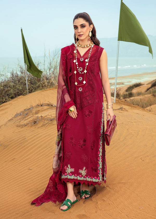 Crimson | Lawn 24 | Lillie de Jong - Cherry - Hoorain Designer Wear - Pakistani Ladies Branded Stitched Clothes in United Kingdom, United states, CA and Australia