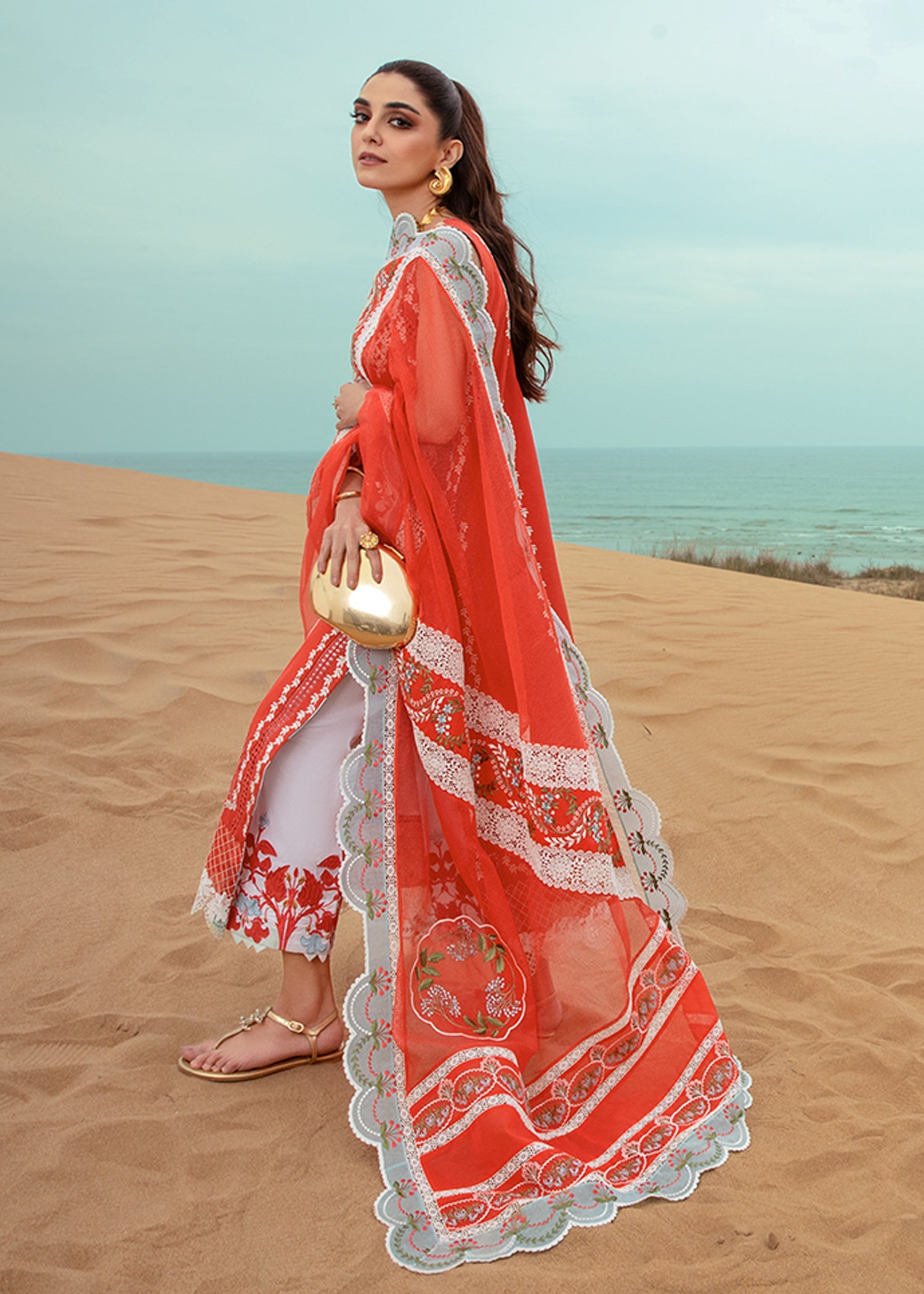 Crimson | Lawn 24 | Stars of Fire - Fiesta Coral - Pakistani Clothes for women, in United Kingdom and United States