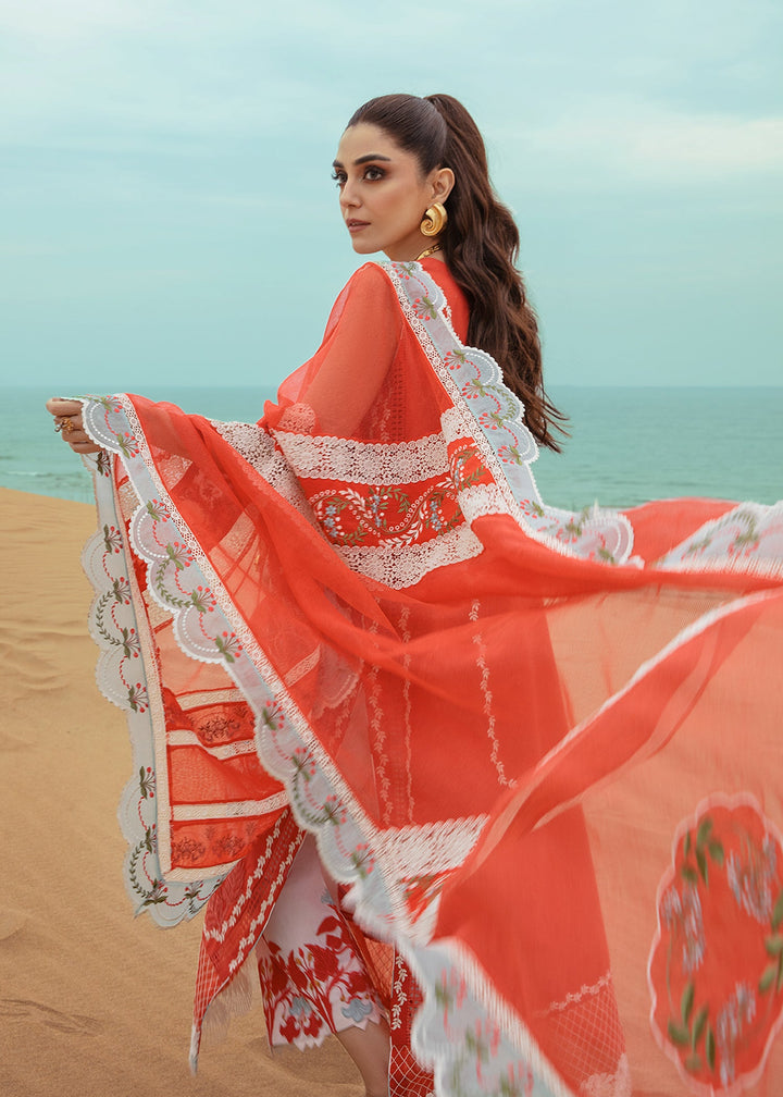 Crimson | Lawn 24 | Stars of Fire - Fiesta Coral - Hoorain Designer Wear - Pakistani Ladies Branded Stitched Clothes in United Kingdom, United states, CA and Australia