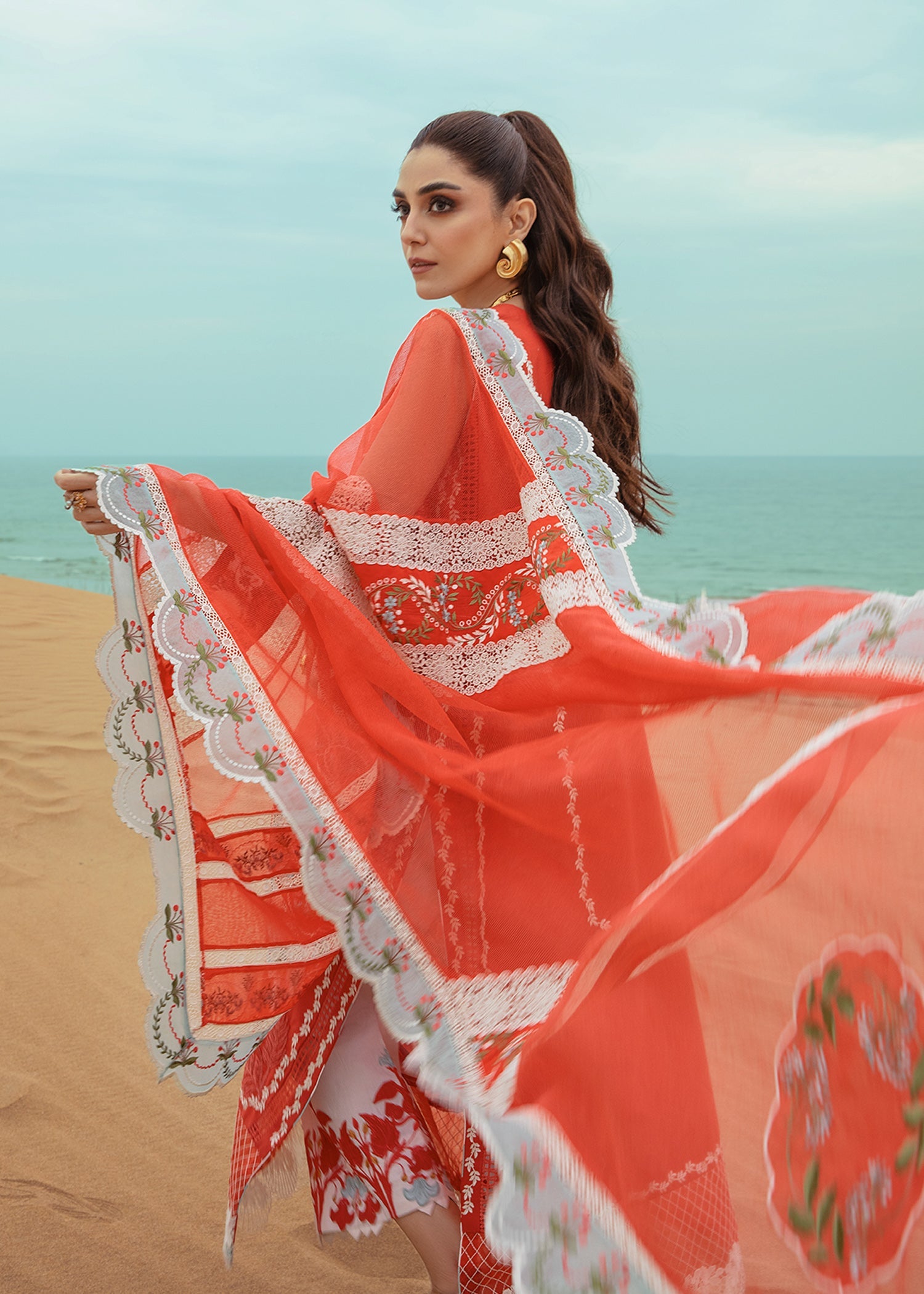 Crimson | Lawn 24 | Stars of Fire - Fiesta Coral - Pakistani Clothes for women, in United Kingdom and United States