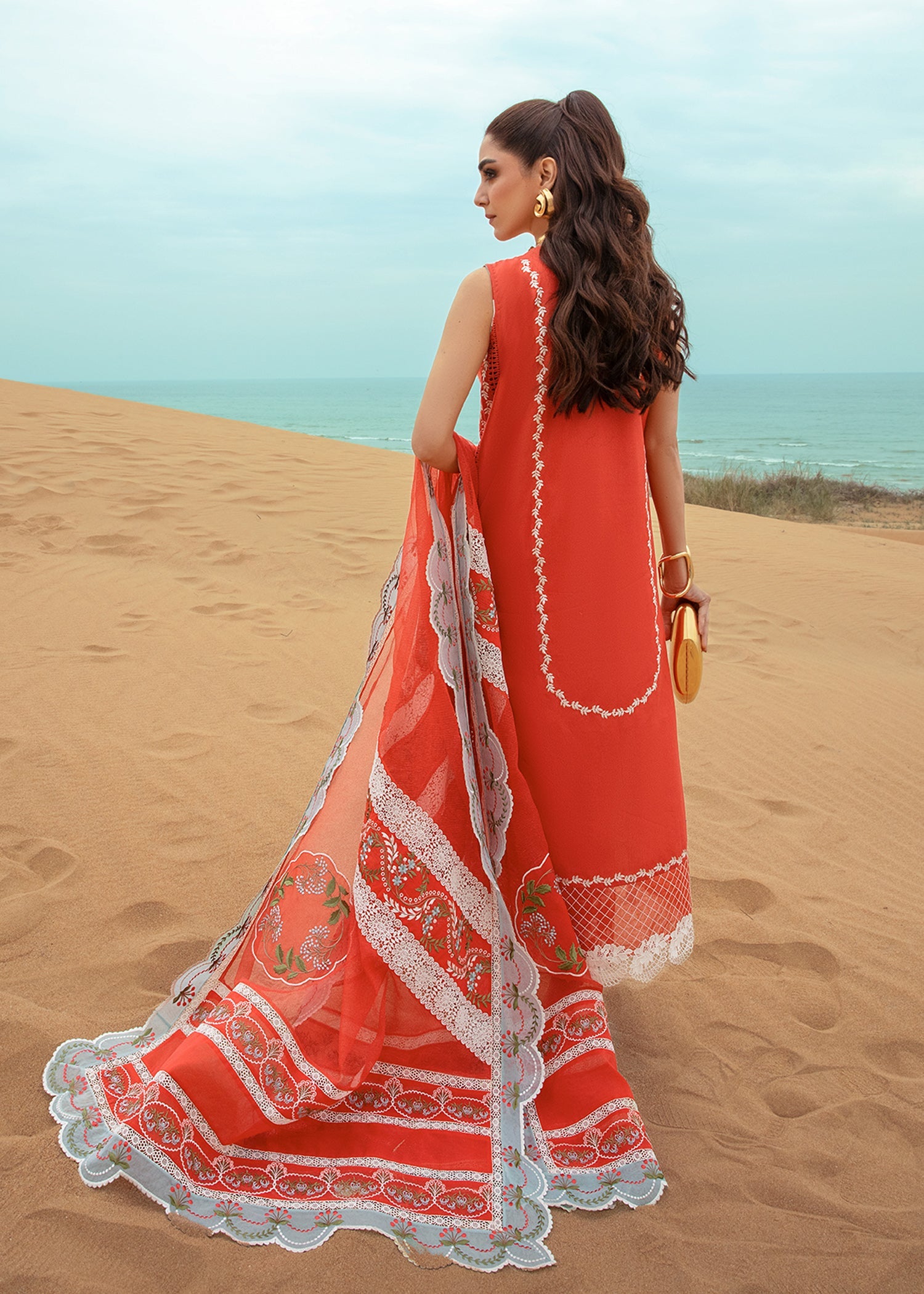 Crimson | Lawn 24 | Stars of Fire - Fiesta Coral - Pakistani Clothes for women, in United Kingdom and United States