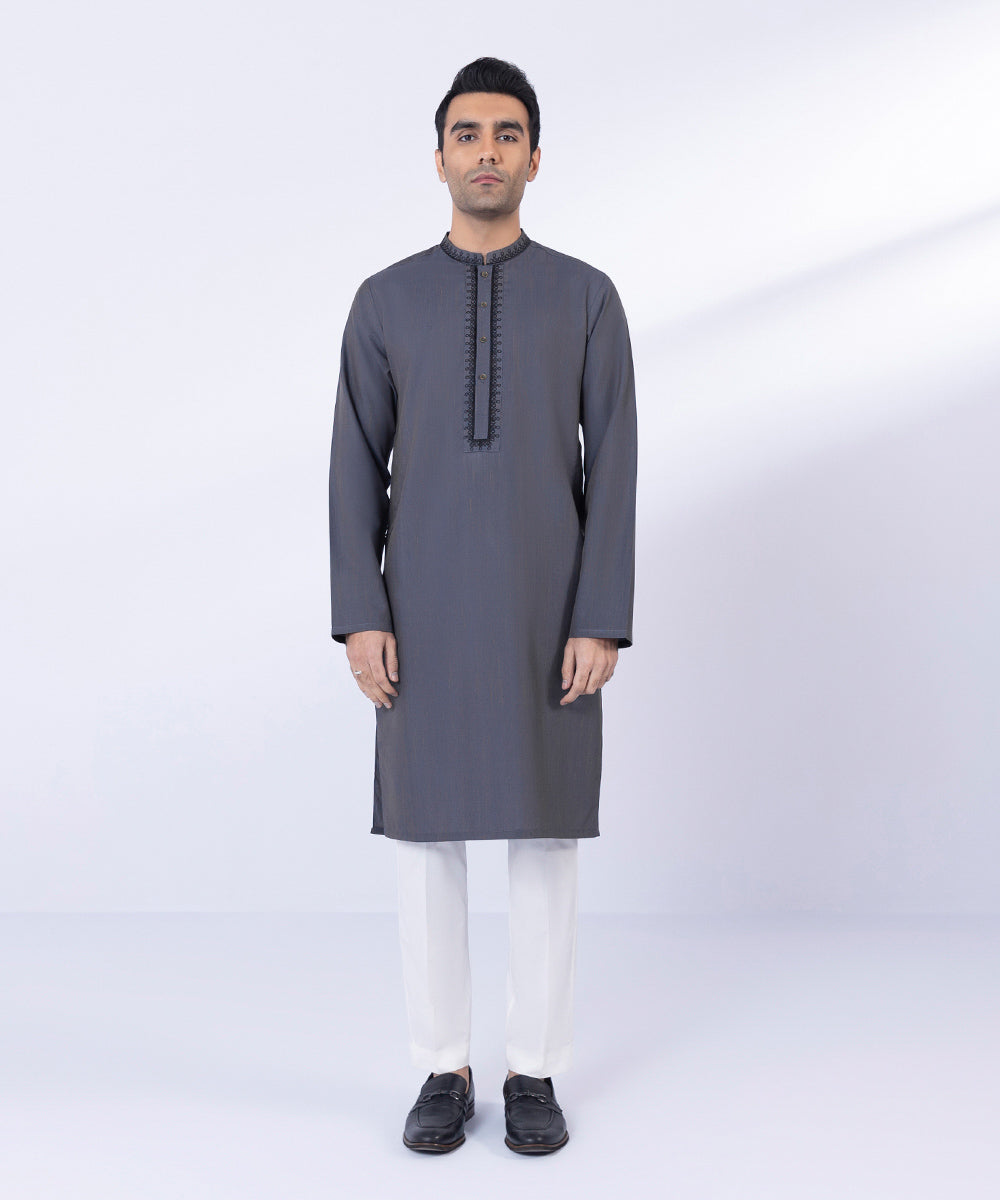 Pakistani Menswear | Sapphire | EMBROIDERED WASH & WEAR KURTA - Pakistani Clothes for women, in United Kingdom and United States