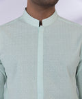 Pakistani Menswear | Sapphire | COTTON SCHIFFLI EMBROIDERED KURTA - Pakistani Clothes for women, in United Kingdom and United States