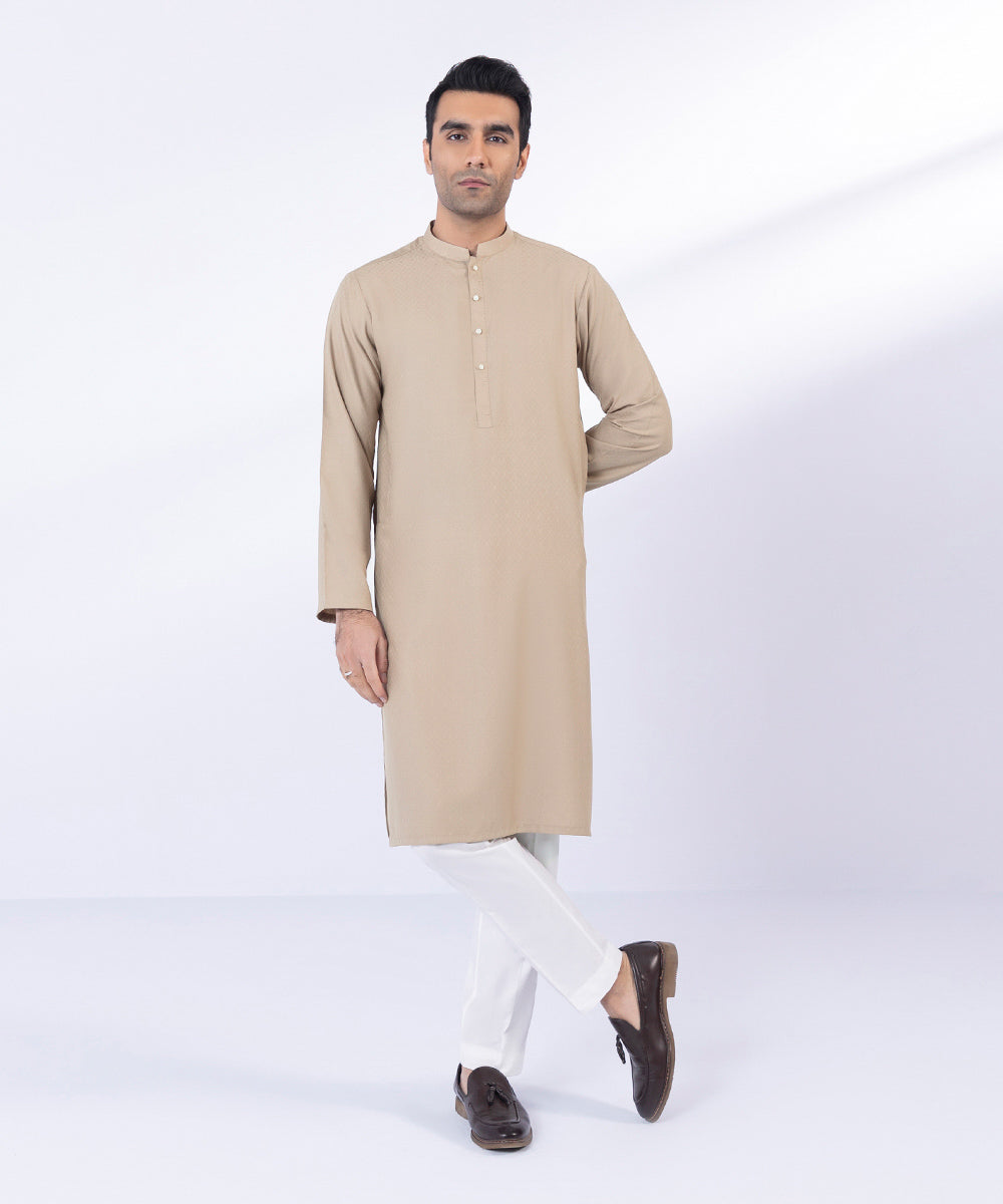 Pakistani Menswear | Sapphire | TEXTURED WASH & WEAR KURTA - Pakistani Clothes for women, in United Kingdom and United States