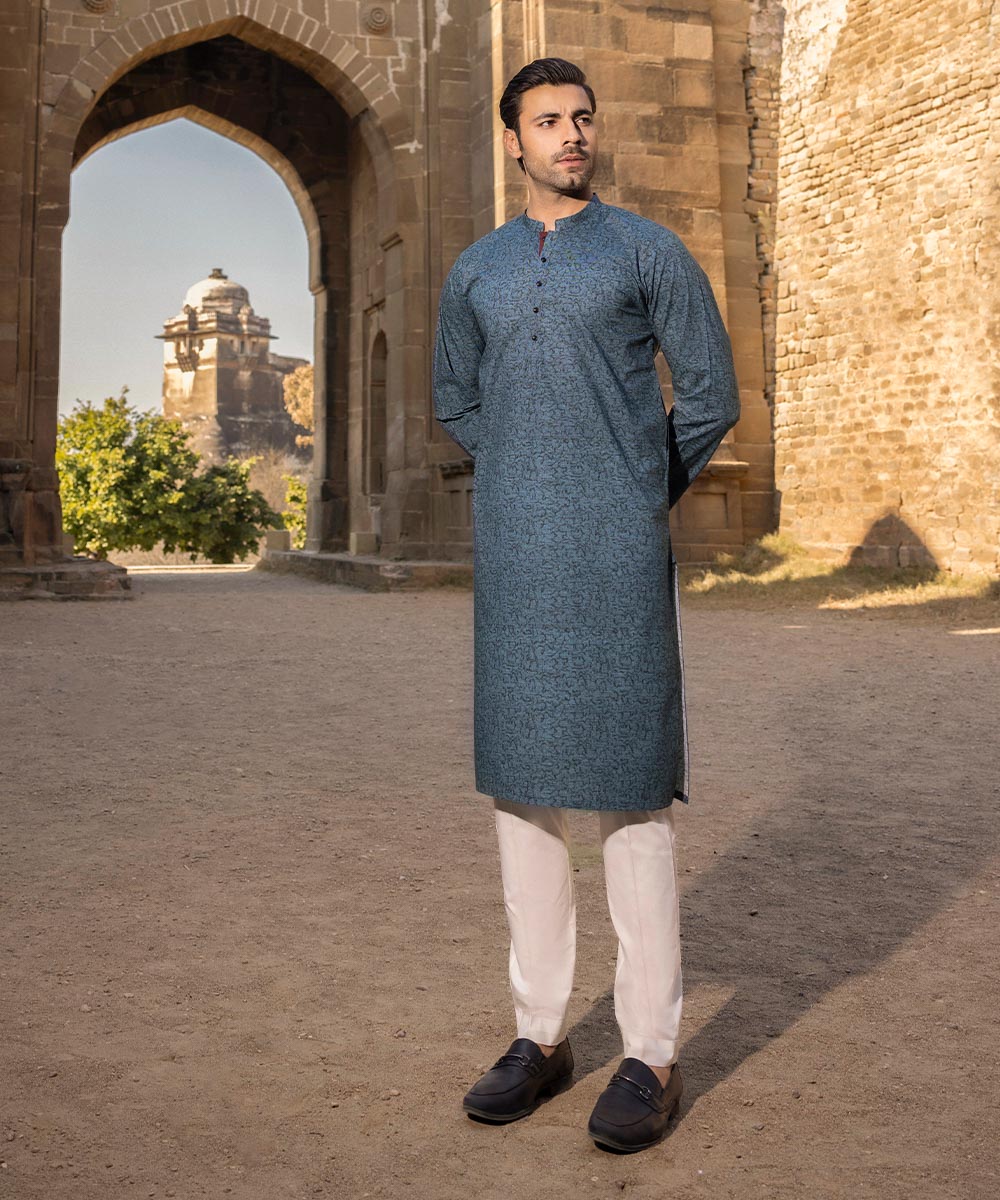 Pakistani Menswear | Sapphire | COTTON DIGITAL PRINTED KURTA - Pakistani Clothes for women, in United Kingdom and United States