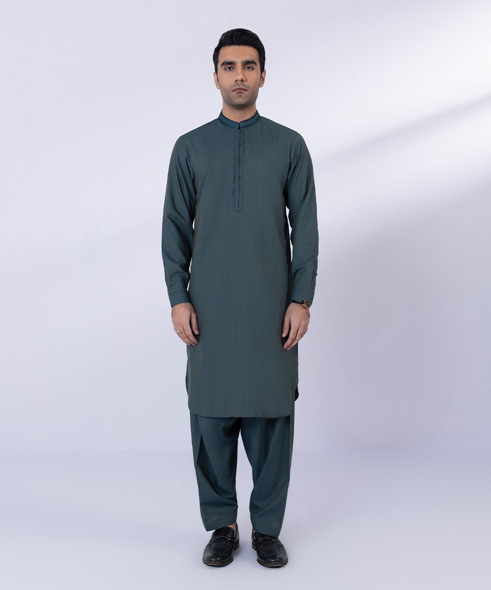 Pakistani Menswear | Sapphire | EMBROIDERED WASH & WEAR SUIT - Pakistani Clothes for women, in United Kingdom and United States