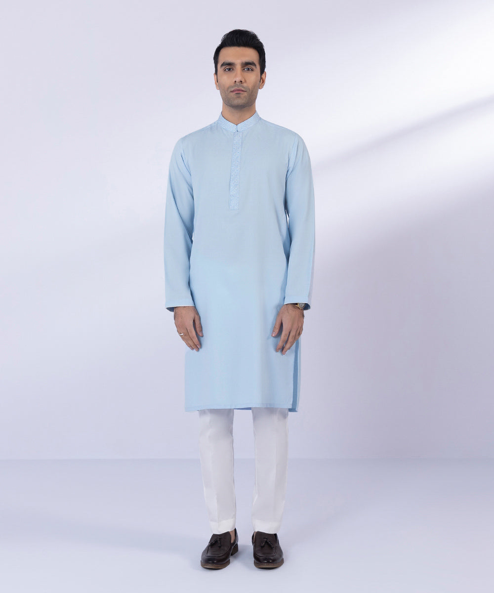 Pakistani Menswear | Sapphire | EMBROIDERED WASH & WEAR KURTA - Pakistani Clothes for women, in United Kingdom and United States