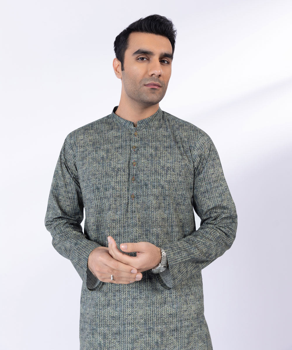 Pakistani Menswear | Sapphire | COTTON DIGITAL PRINTED KURTA - Pakistani Clothes for women, in United Kingdom and United States