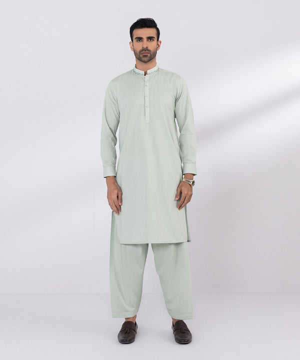 Pakistani Menswear | Sapphire | EMBROIDERED COTTON DOBBY SUIT - Pakistani Clothes for women, in United Kingdom and United States