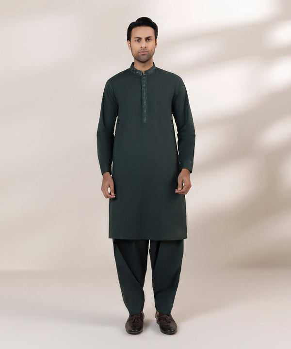 Pakistani Menswear | Sapphire | EMBROIDERED COTTON SUIT - Pakistani Clothes for women, in United Kingdom and United States