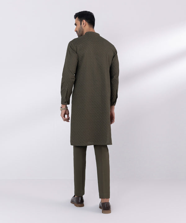 Pakistani Menswear | Sapphire | SCHIFFLI EMBROIDERED COTTON SUIT - Pakistani Clothes for women, in United Kingdom and United States