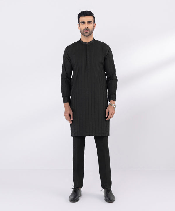 Pakistani Menswear | Sapphire | SCHIFFLI EMBROIDERED COTTON SUIT - Pakistani Clothes for women, in United Kingdom and United States