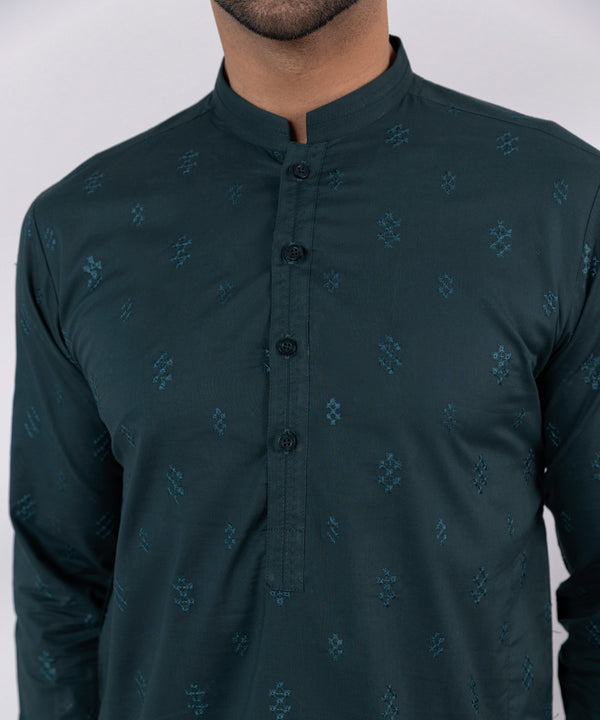 Pakistani Menswear | Sapphire | SCHIFFLI EMBROIDERED COTTON SUIT - Pakistani Clothes for women, in United Kingdom and United States